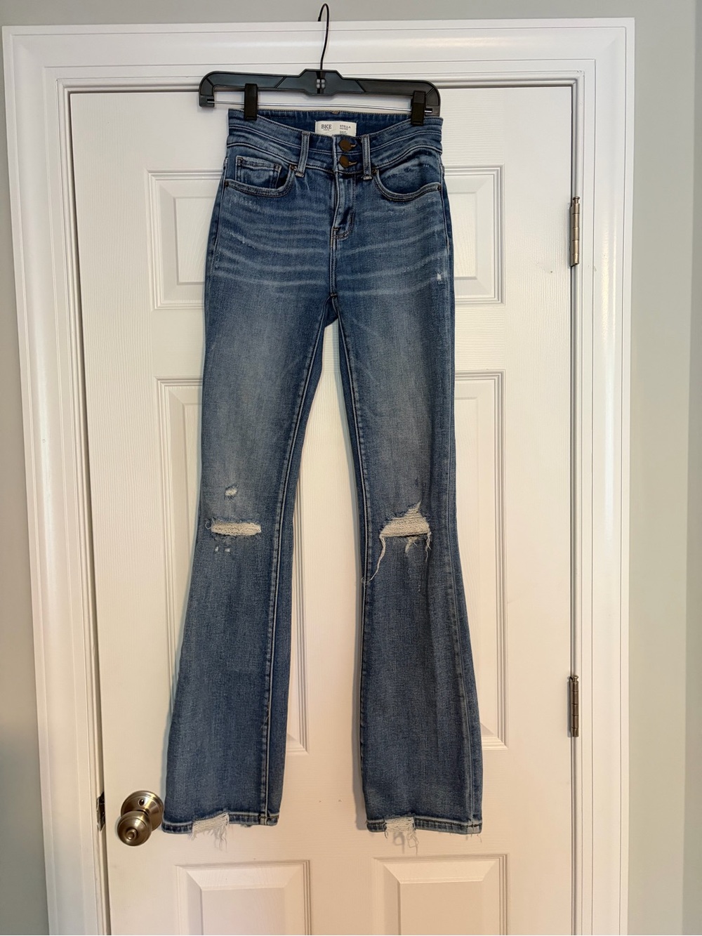 BKE Blue Distressed Flare Jeans